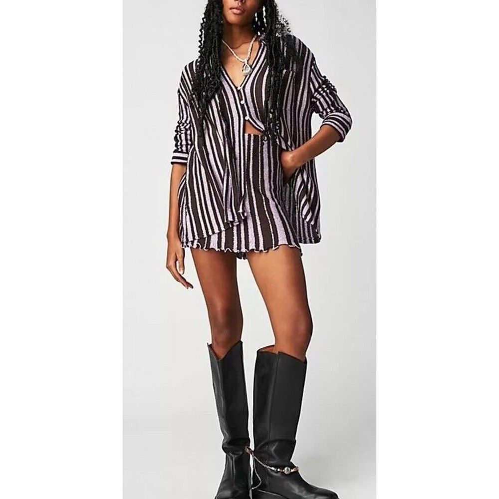 Free People Beach Bash Sweater Set Chocolate Plum Combo Size S Small $198 NWOT